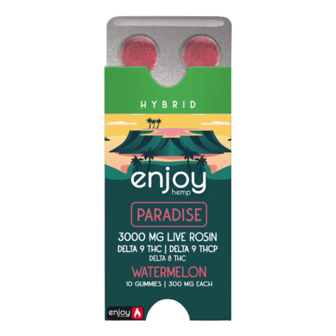 Live Rosin 3000mg THCP + D9 + D8 Gummies for Paradise - Watermelon (Hybrid) - 10 Gummies | 300mg each