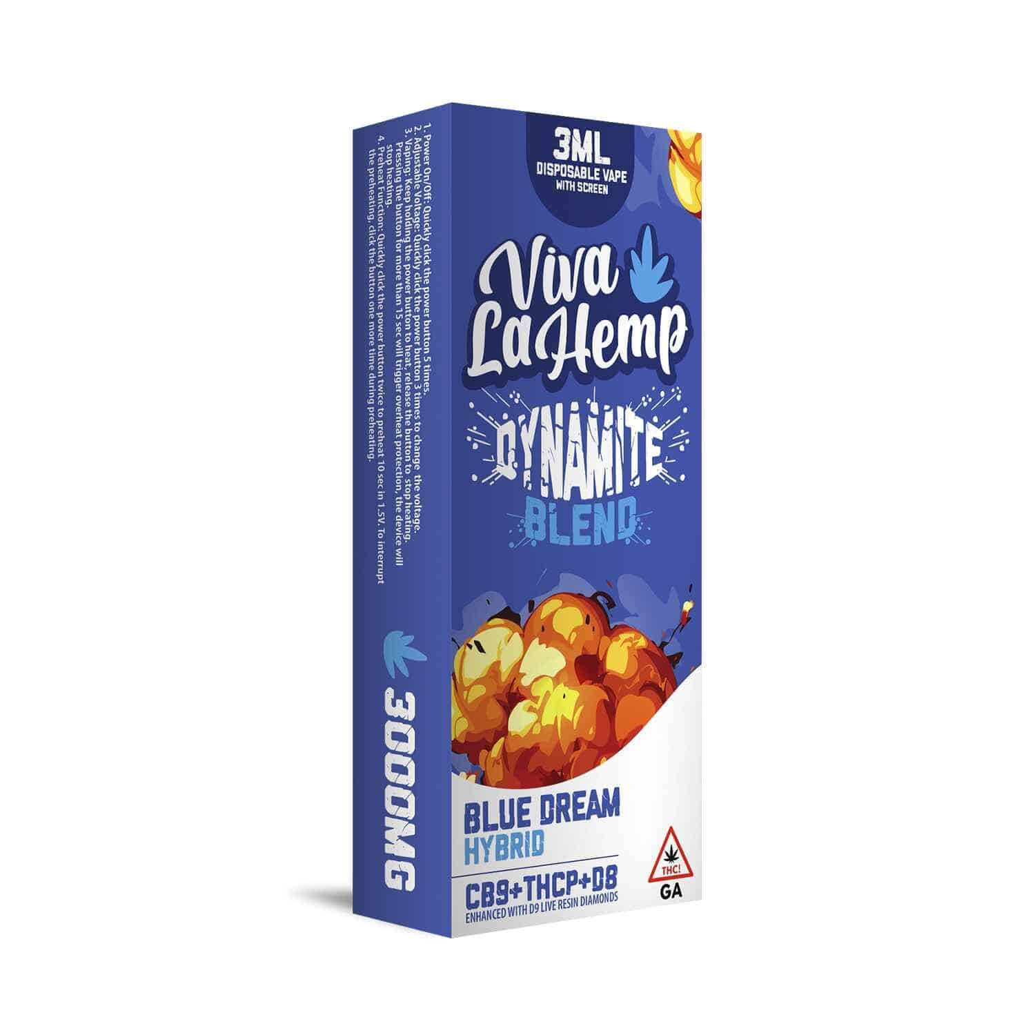 Viva La Hemp Dynamite Blend 3ml Disposable Vape – Blue Dream (Hybrid)