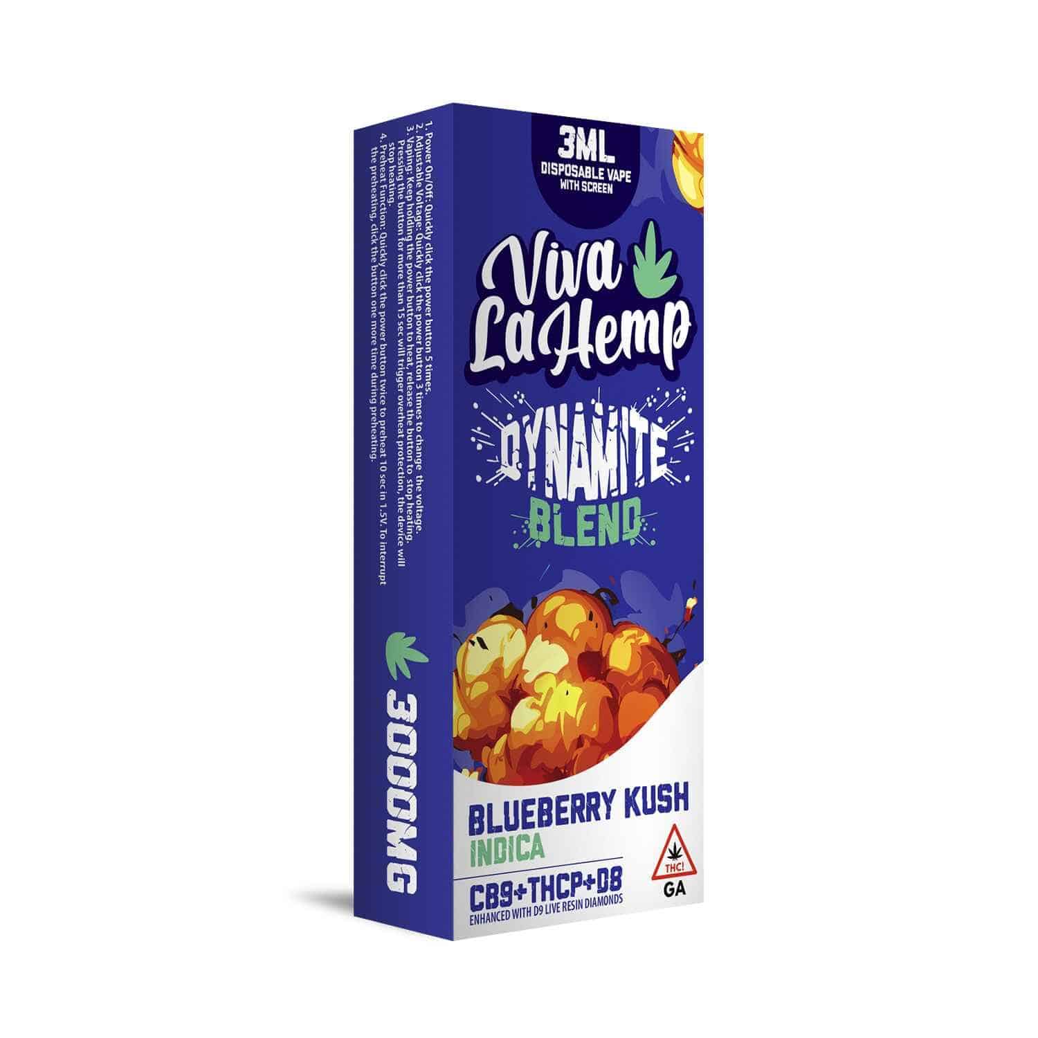Viva La Hemp Dynamite Blend 3ml Disposable Vape – Blueberry Kush (Indica)