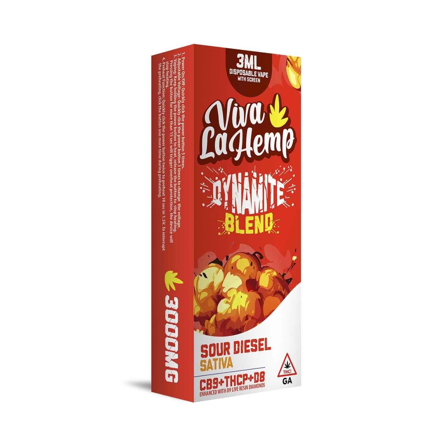 Viva La Hemp Dynamite Blend 3ml Disposable Vape – Sour Diesel (Sativa)