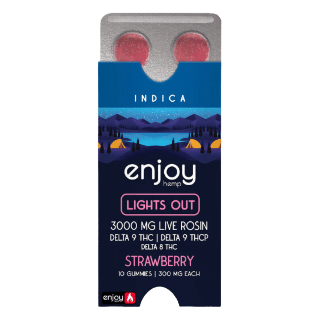 Live Rosin 3000mg THCP + D9 + D8 Gummies for Lights Out - Strawberry (Indica) - 10 Gummies | 300mg each