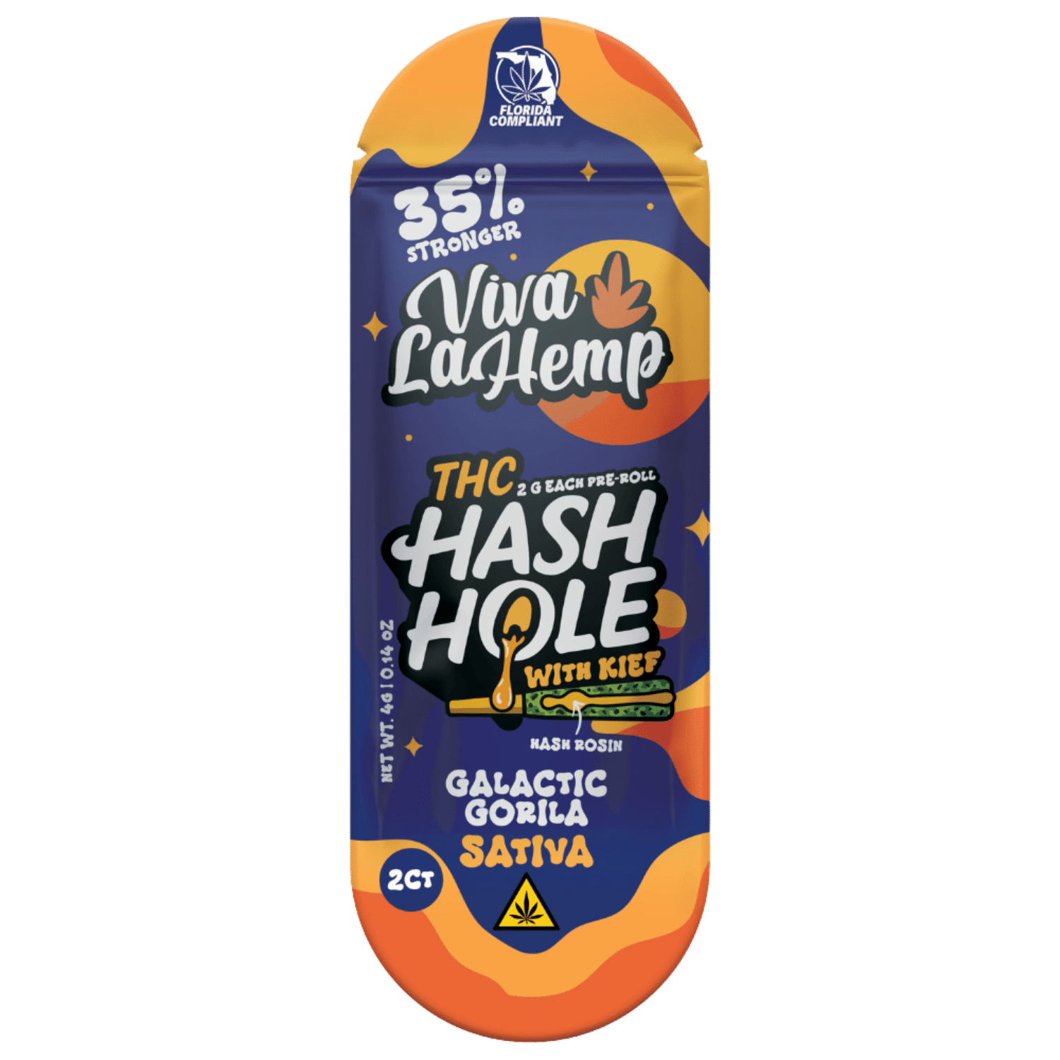 THCP Hash Hole Pre Roll with Kief – 2G Galactic Gorilla (Sativa) - 2 pack