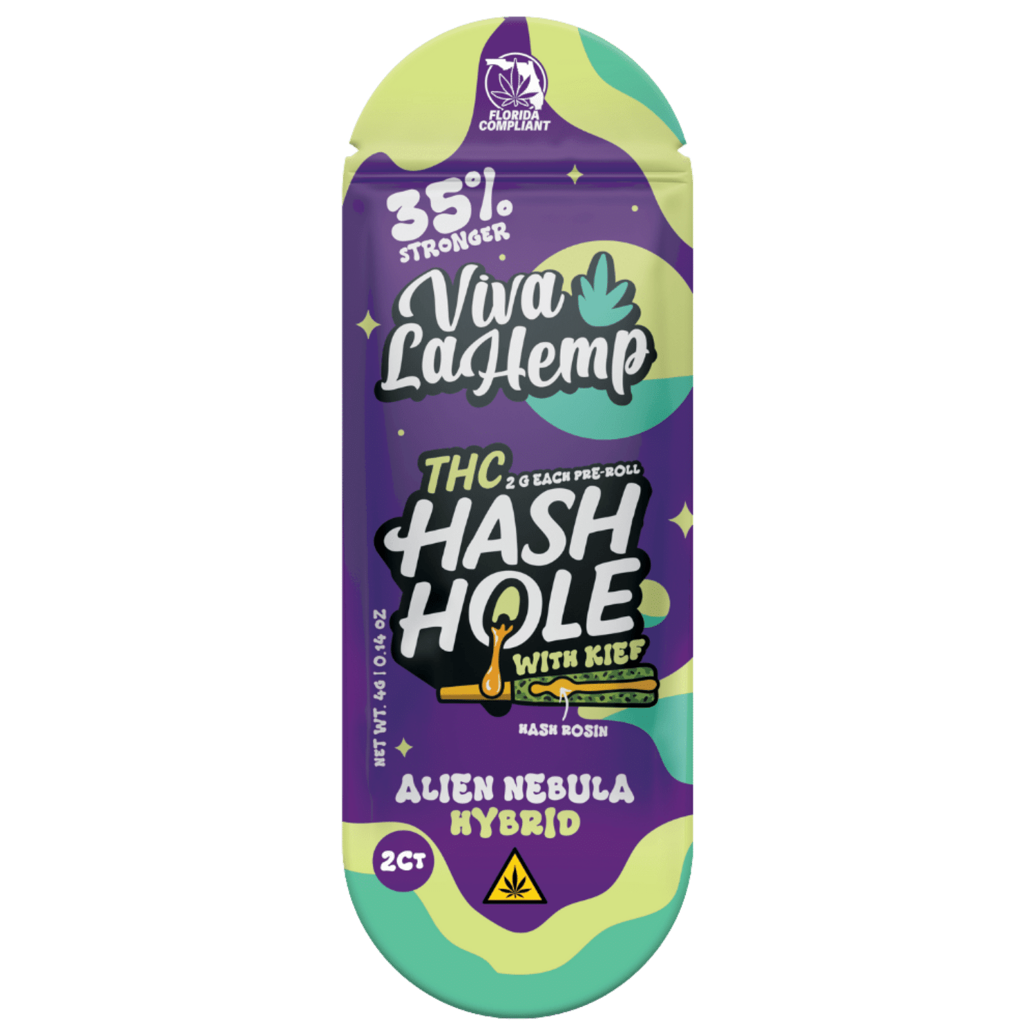 THCP Hash Hole Pre Roll with Kief – 2G Alien Nebula (Hybrid) - 2 pack
