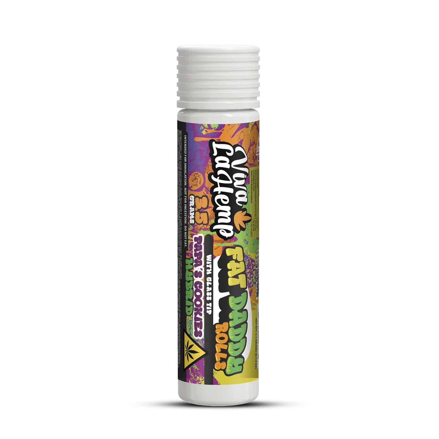 Papa’s Cookies (Hybrid) - Viva La Hemp Fat Daddy Rolls 3.5G | Premium Infused Hemp Pre Roll with Hash Rosin & Diamond Coating