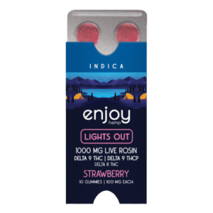 Live Rosin THCP + D9 + D8 Gummies for Lights Out - 1000mg - Strawberry (Indica) - 10 Gummies | 100mg each