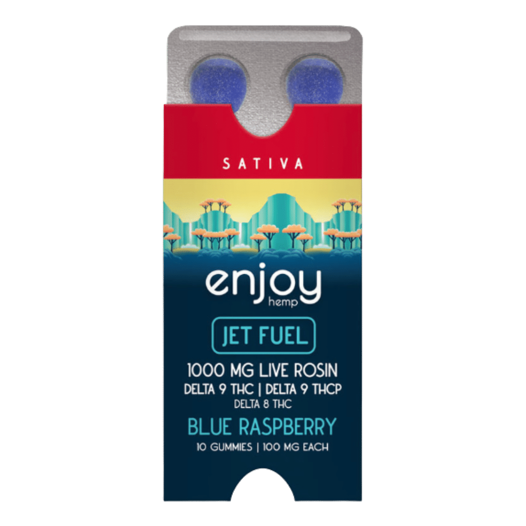 Live Rosin THCP + D9 + D8 Gummies for Jet Fuel - 1000mg - Blue Raspberry (Sativa) - 10 Gummies | 100mg each