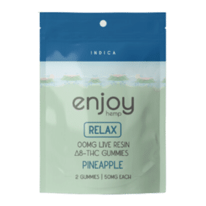 Live Resin 100mg Delta 8 Gummies for Relax - Indica-Infused Pineapple - 2 Gummies | 50mg each