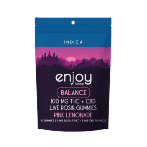 100mg Microdose D9 + CBD Gummies for Balance - Indica-Infused Pink Lemonade - 10 Gummies | 10mg each