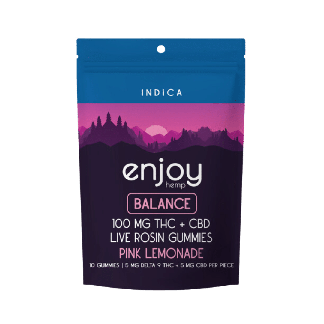 100mg Microdose D9 + CBD Gummies for Balance - Indica-Infused Pink Lemonade - 10 Gummies | 10mg each
